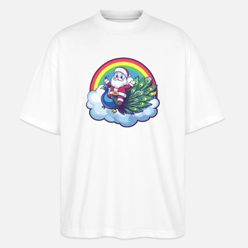 Pfau Vogel Weihnachtsmann Weihnachten - Stanley/Stella Oversized Unisex Bio T-Shirt Blaster 2.0 - Weiß