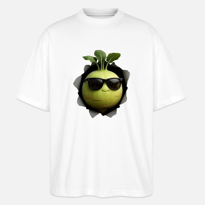 Kohlrabi - Stanley/Stella Oversized Unisex Bio T-Shirt Blaster 2.0 - Weiß
