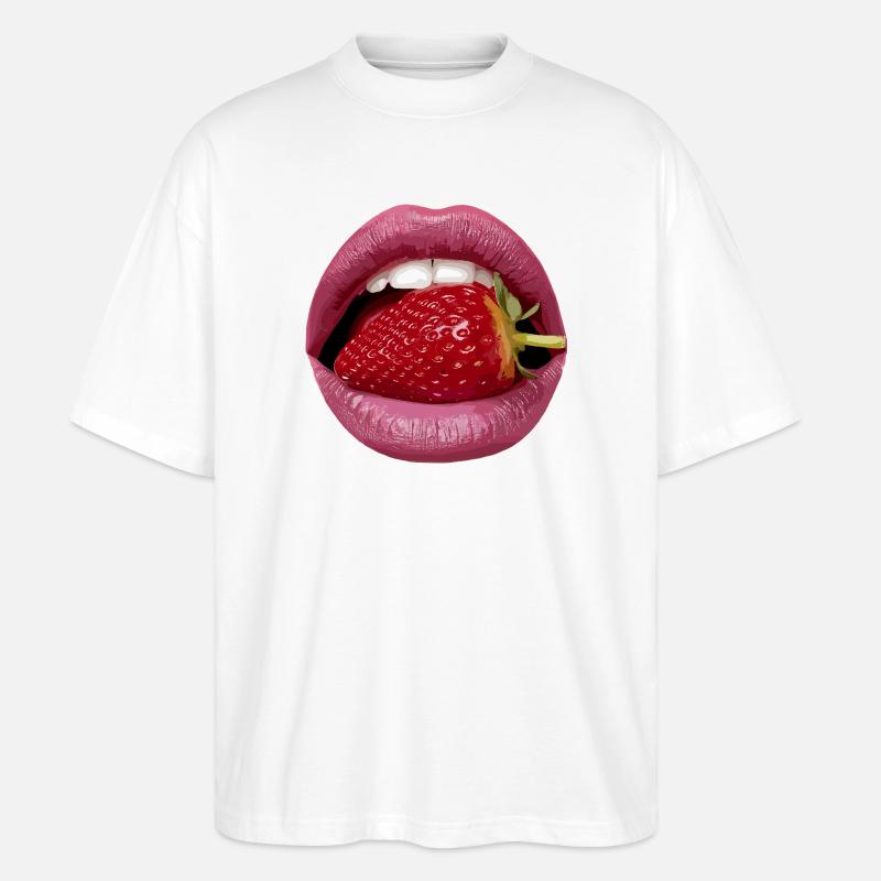 ErdbeerKuss Lippen Pop Art - Stanley/Stella Oversized Unisex Bio T-Shirt Blaster 2.0 - Weiß