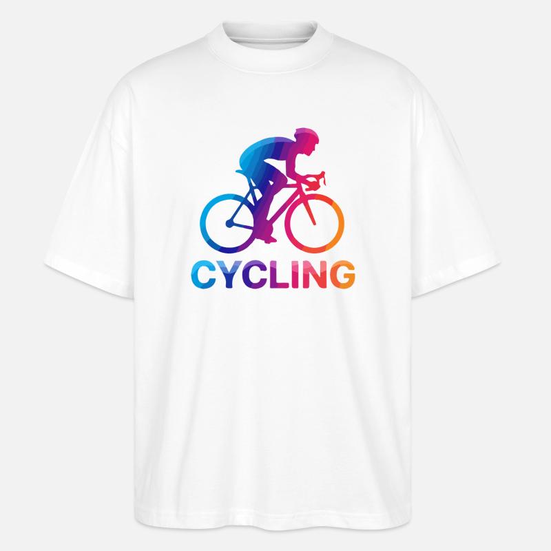 Rainbow Cyclist Silhouette - Stanley/Stella Oversized Unisex Bio T-Shirt Blaster 2.0 - Weiß