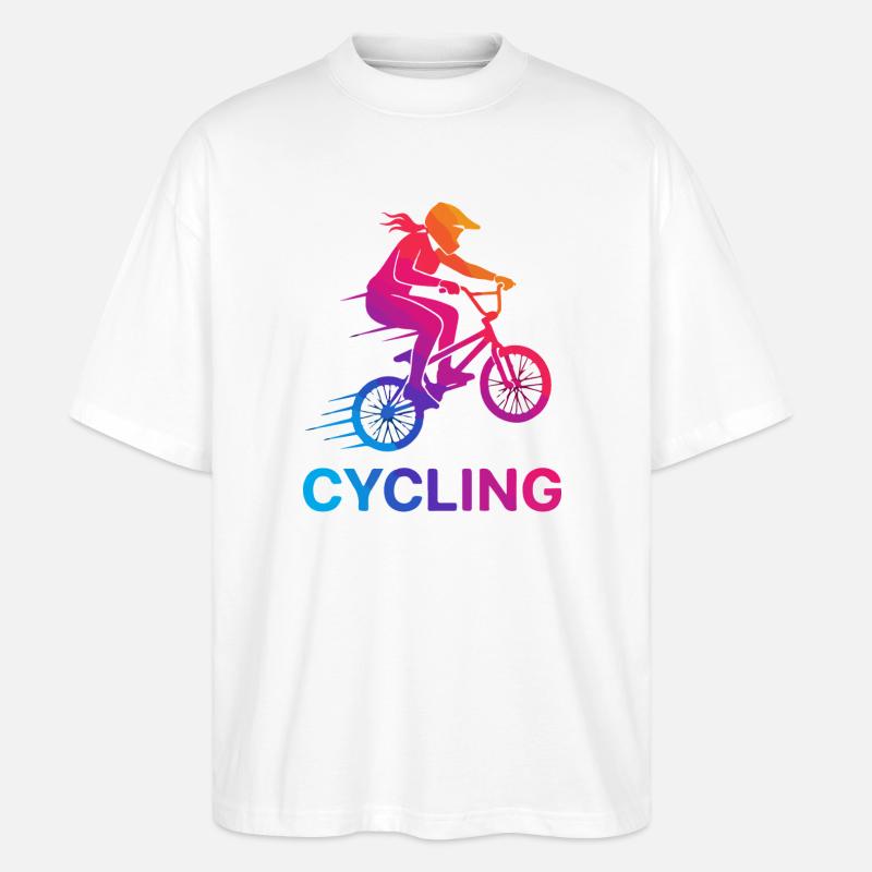 Gradient Cyclist Silhouette - Stanley/Stella Oversized Unisex Organic T-shirt Blaster 2.0 - white