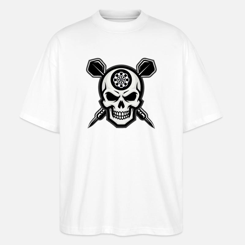 Dart Skull Kneipenstyle - Stanley/Stella Oversized Unisex Bio T-Shirt Blaster 2.0 - Weiß
