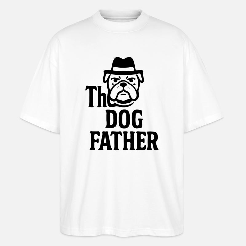 Das Maskottchen-Maskottchen-Design des Hundevaters Bulldoggenhuts - Stanley/Stella Oversized Unisex Bio T-Shirt Blaster 2.0 - Weiß
