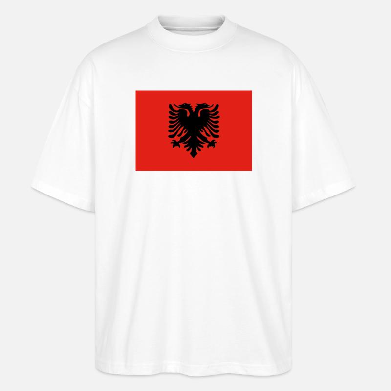 Conception du drapeau de l’aigle albanais - T-shirt bio Blaster 2.0 coupe oversize Stanley/Stella Unisexe - blanc
