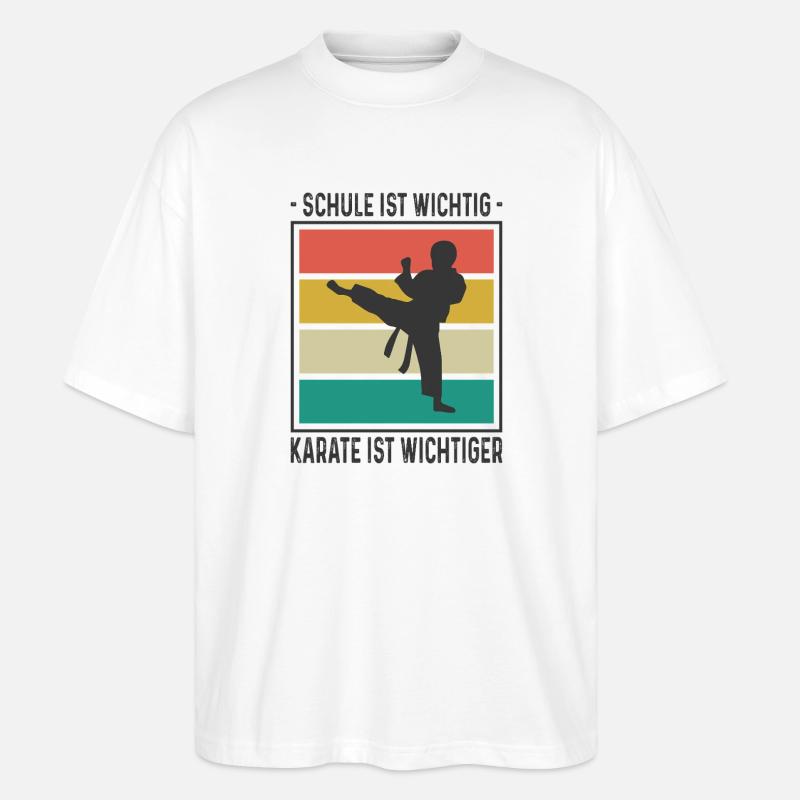 Kinder Karate Training Geschenke - Stanley/Stella Oversized Unisex Bio T-Shirt Blaster 2.0 - Weiß