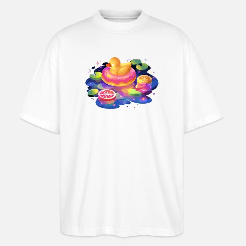 Fruchtiger Donut-Enten-Trip - Stanley/Stella Oversized Unisex Bio T-Shirt Blaster 2.0 - Weiß