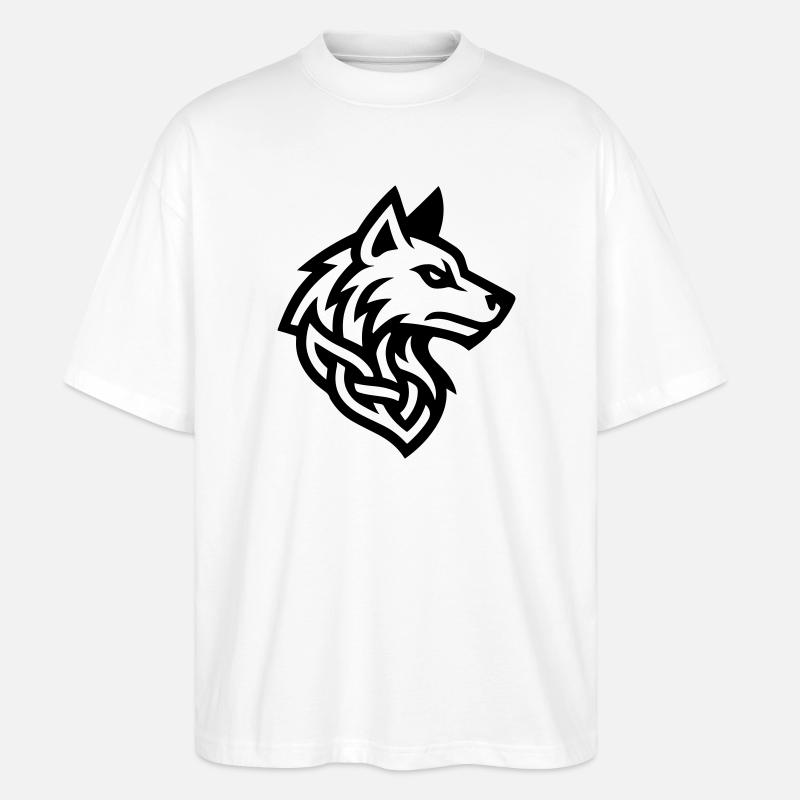 Wolf Kopf Wikinger - Stanley/Stella Oversized Unisex Bio T-Shirt Blaster 2.0 - Weiß