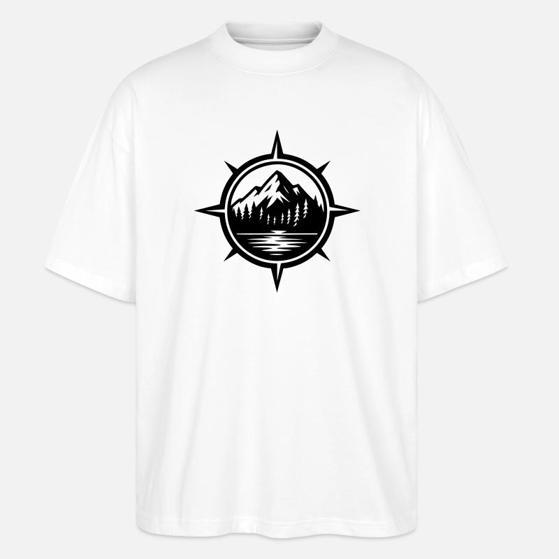 Berge Kompass Travel - Stanley/Stella Oversized Unisex Bio T-Shirt Blaster 2.0 - Weiß