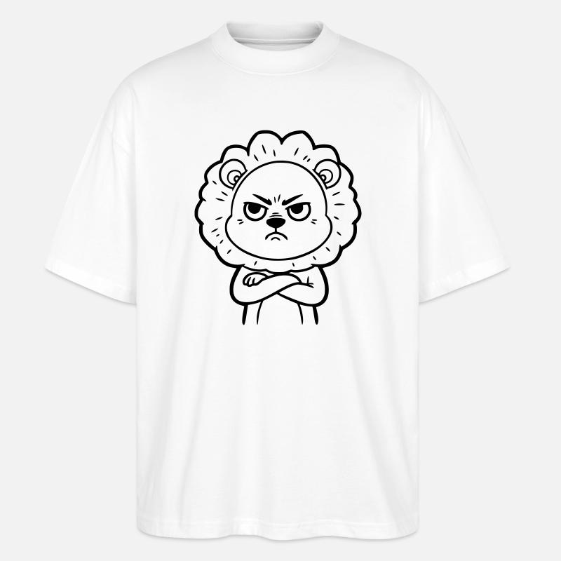 Wütender Löwe Cartoon Illustration - Stanley/Stella Oversized Unisex Bio T-Shirt Blaster 2.0 - Weiß