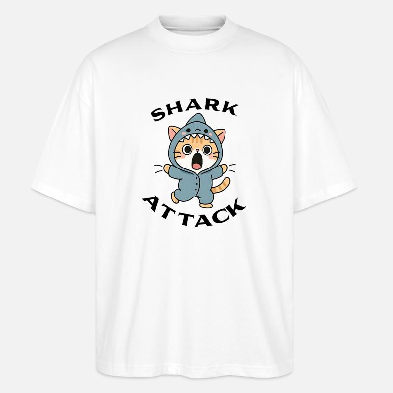 Shark Attack - Attaque de requin - T-shirt bio Blaster 2.0 coupe oversize Stanley/Stella Unisexe - blanc