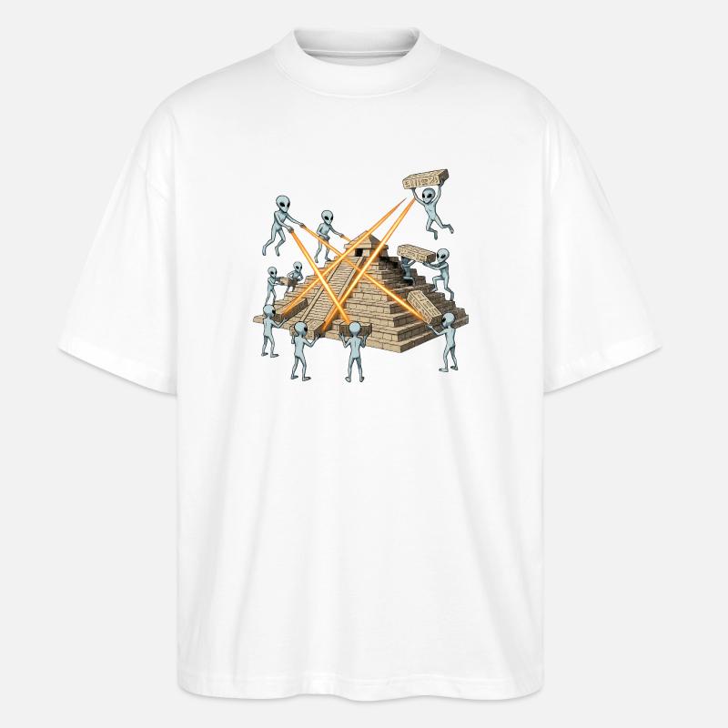 Aliens bauen Laserpyramide - Stanley/Stella Oversized Unisex Bio T-Shirt Blaster 2.0 - Weiß