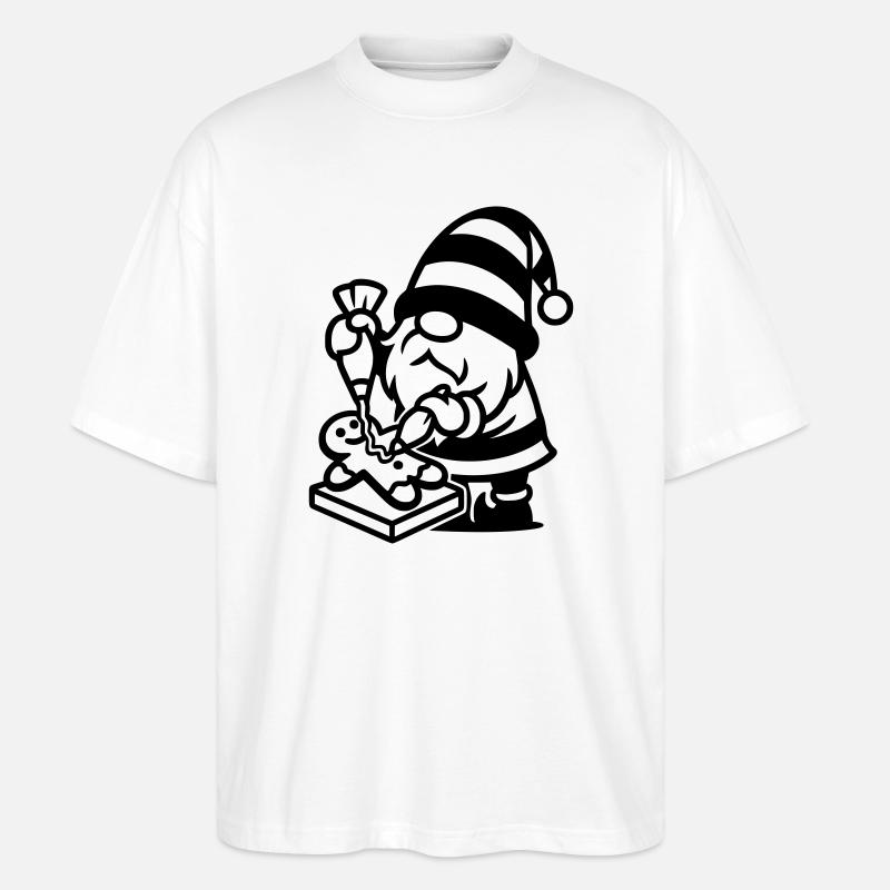Gingerbread Baking Gnome - Stanley/Stella Oversized Unisex Organic T-shirt Blaster 2.0 - white