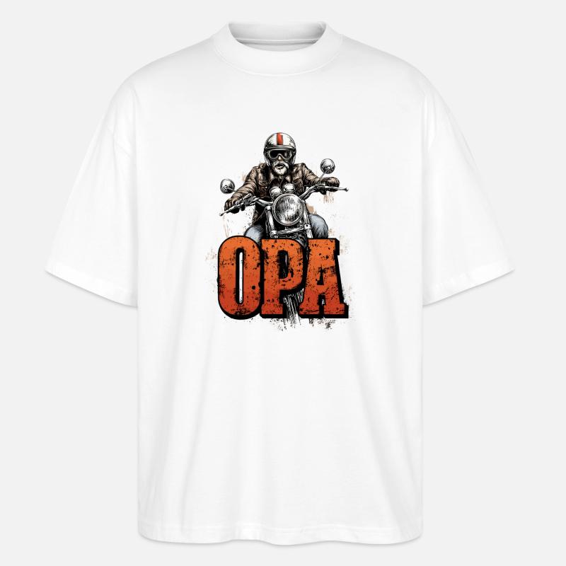 OPA Biker Grossvater Motorrad - Stanley/Stella Oversized Unisex Bio T-Shirt Blaster 2.0 - Weiß