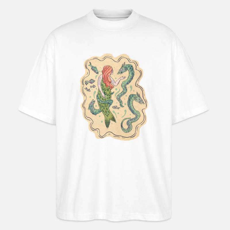 Sirène et Dragons de mer - T-shirt bio Blaster 2.0 coupe oversize Stanley/Stella Unisexe - blanc