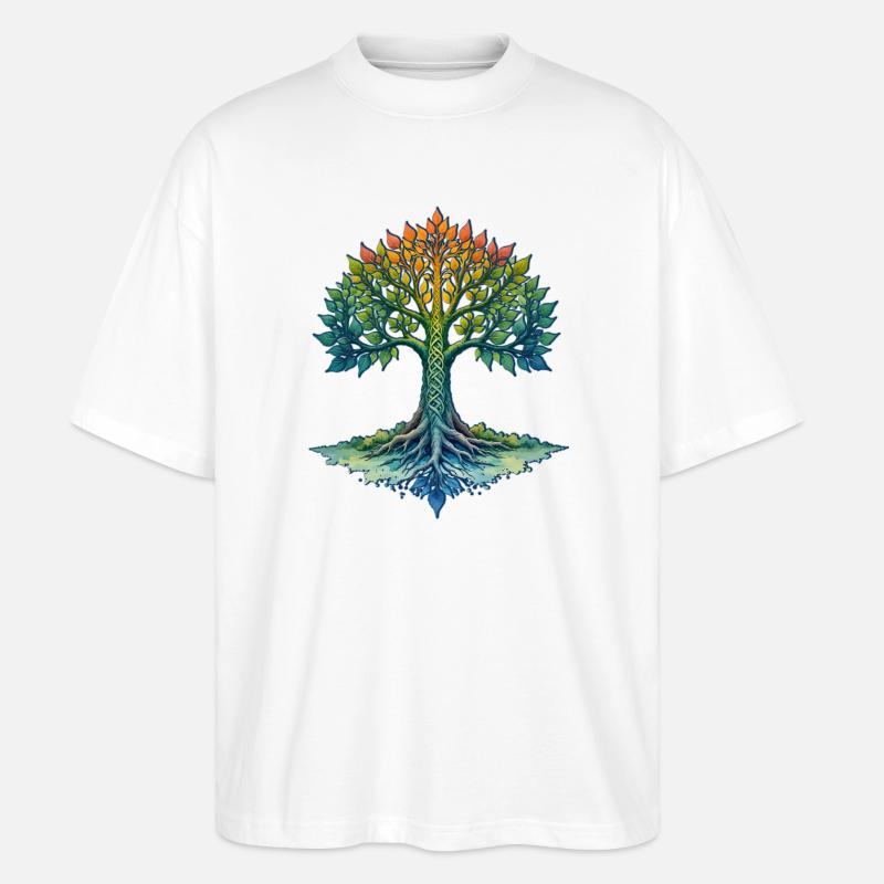 Regenbogenbaum des Lebens - Stanley/Stella Oversized Unisex Bio T-Shirt Blaster 2.0 - Weiß