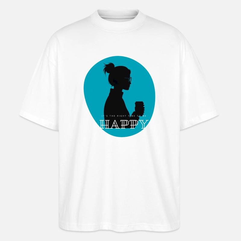 It´s time to be happy - Stanley/Stella Oversized Unisex Bio T-Shirt Blaster 2.0 - Weiß