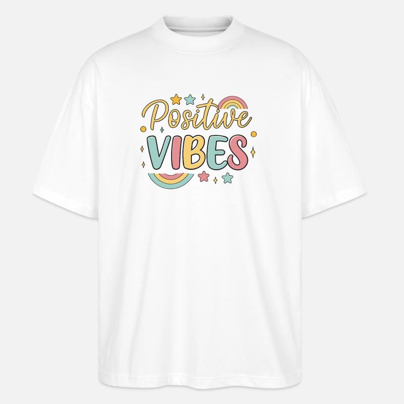 Regenbogen-Positive Vibes - Stanley/Stella Oversized Unisex Bio T-Shirt Blaster 2.0 - Weiß