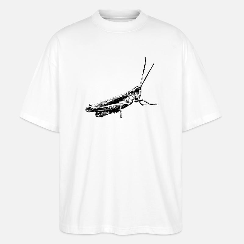 Grashüpfer / Grasshopper / Grafik schwarz - Stanley/Stella Oversized Unisex Bio T-Shirt Blaster 2.0 - Weiß