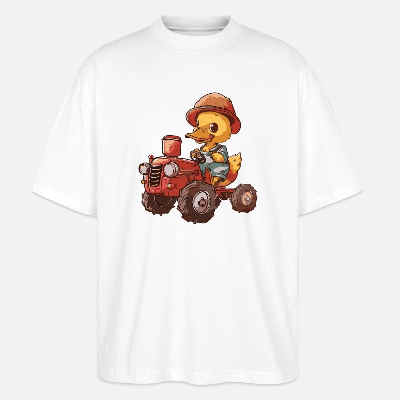 Ente Traktor Farmer - Stanley/Stella Oversized Unisex Bio T-Shirt Blaster 2.0 - Weiß