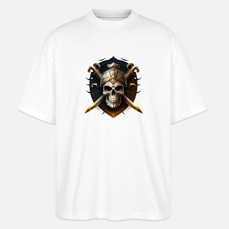 Schädelkrieger mit Helm und Klingen - Stanley/Stella Oversized Unisex Bio T-Shirt Blaster 2.0 - Weiß
