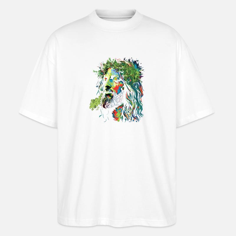 Jesus Rastafari Farbexplosion - Stanley/Stella Oversized Unisex Bio T-Shirt Blaster 2.0 - Weiß