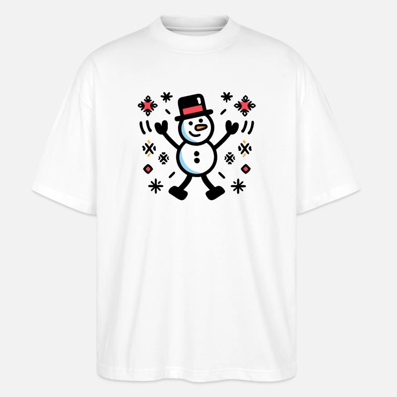 Joyeuse Snowman Comic Winter - T-shirt bio Blaster 2.0 coupe oversize Stanley/Stella Unisexe - blanc