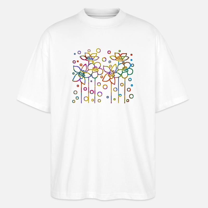 Blumen - Stanley/Stella Oversized Unisex Bio T-Shirt Blaster 2.0 - Weiß