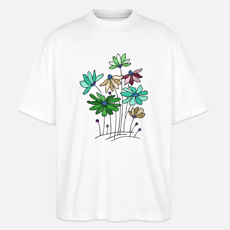 Blumen - Stanley/Stella Oversized Unisex Bio T-Shirt Blaster 2.0 - Weiß