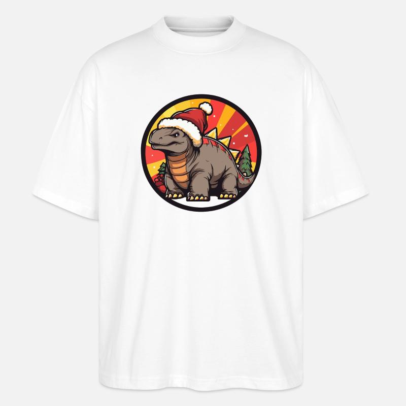 Dinosaurier Comic Santa - Stanley/Stella Oversized Unisex Bio T-Shirt Blaster 2.0 - Weiß
