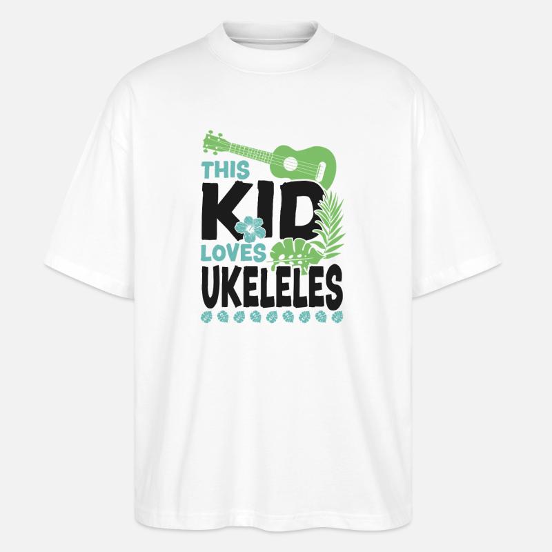 Ukulélé hawaïen Uke Kid Ce gamin - T-shirt bio Blaster 2.0 coupe oversize Stanley/Stella Unisexe - blanc