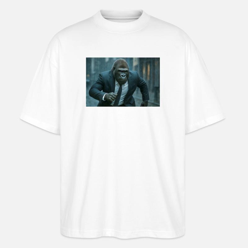 Geschäfts-Gorilla im Regen - Stanley/Stella Oversized Unisex Bio T-Shirt Blaster 2.0 - Weiß