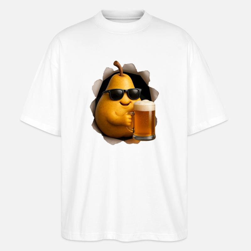 Birne Bier - Stanley/Stella Oversized Unisex Bio T-Shirt Blaster 2.0 - Weiß