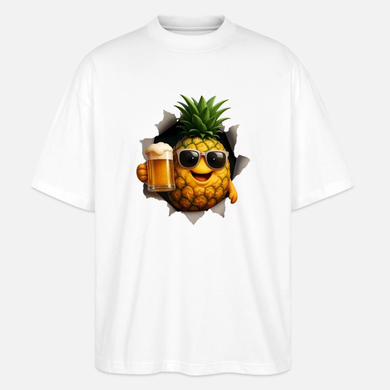 Ananas Bier - Stanley/Stella Oversized Unisex Bio T-Shirt Blaster 2.0 - Weiß