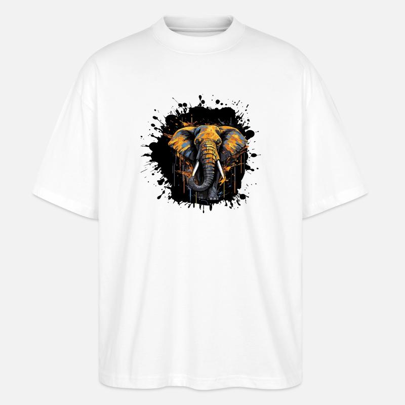 Éclaboussure d’éléphant - T-shirt bio Blaster 2.0 coupe oversize Stanley/Stella Unisexe - blanc