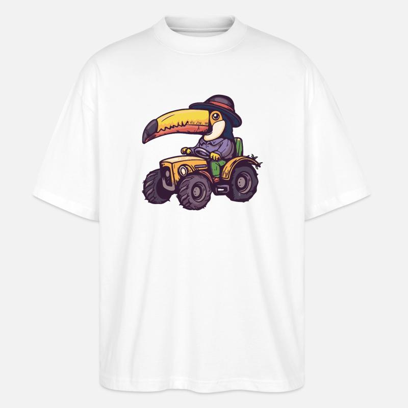 Tukan Vogel Traktor Farmer - Stanley/Stella Oversized Unisex Bio T-Shirt Blaster 2.0 - Weiß