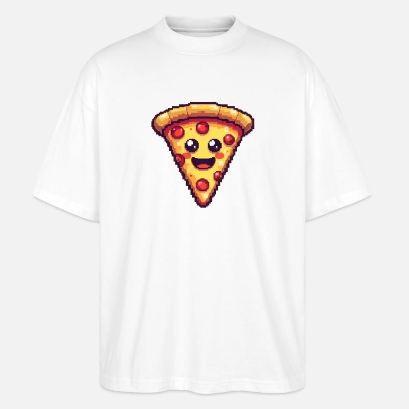 Pixelpizza Lächelnde Scheibe - Stanley/Stella Oversized Unisex Bio T-Shirt Blaster 2.0 - Weiß