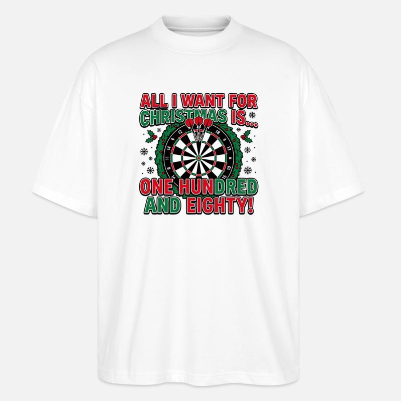 Darts Christmas, 180 onehundred eighty - Stanley/Stella Oversized Unisex Bio T-Shirt Blaster 2.0 - Weiß