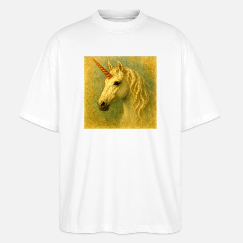 Heiß gemalt Einhornporträt - Stanley/Stella Oversized Unisex Bio T-Shirt Blaster 2.0 - Weiß