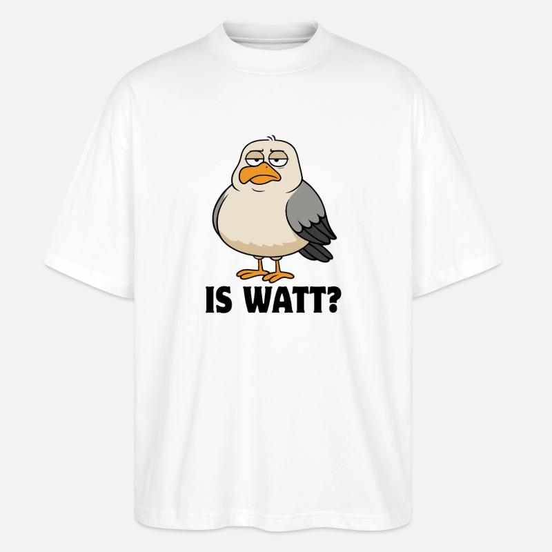 Möwe - Is Watt? - Nordsee - Geschenk - Stanley/Stella Oversized Unisex Bio T-Shirt Blaster 2.0 - Weiß