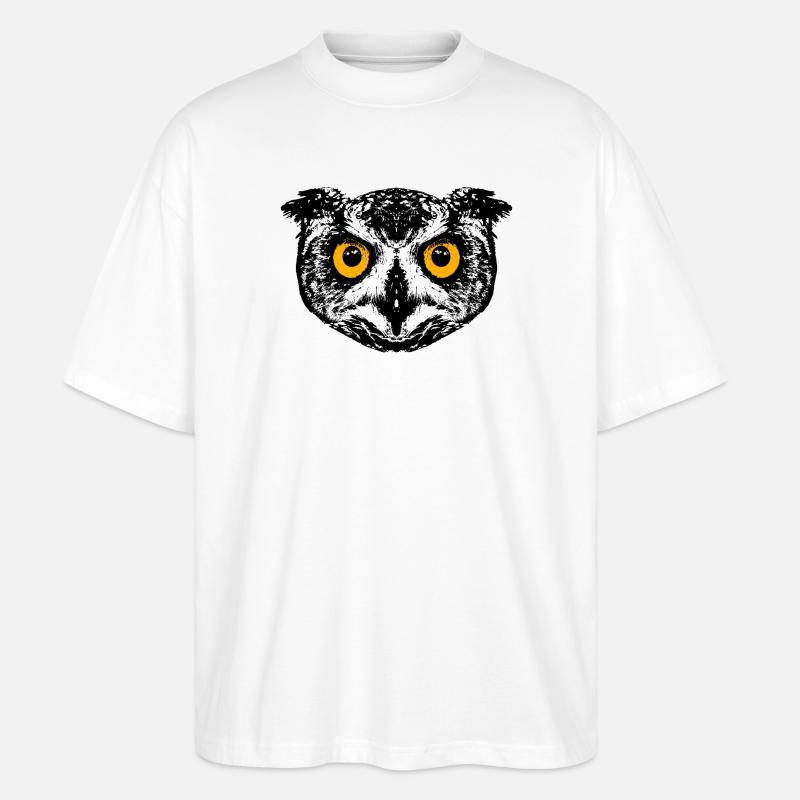 Uhu / Eule / Kauz - Stanley/Stella Oversized Unisex Bio T-Shirt Blaster 2.0 - Weiß