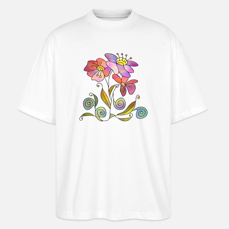Blumen - Stanley/Stella Oversized Unisex Bio T-Shirt Blaster 2.0 - Weiß