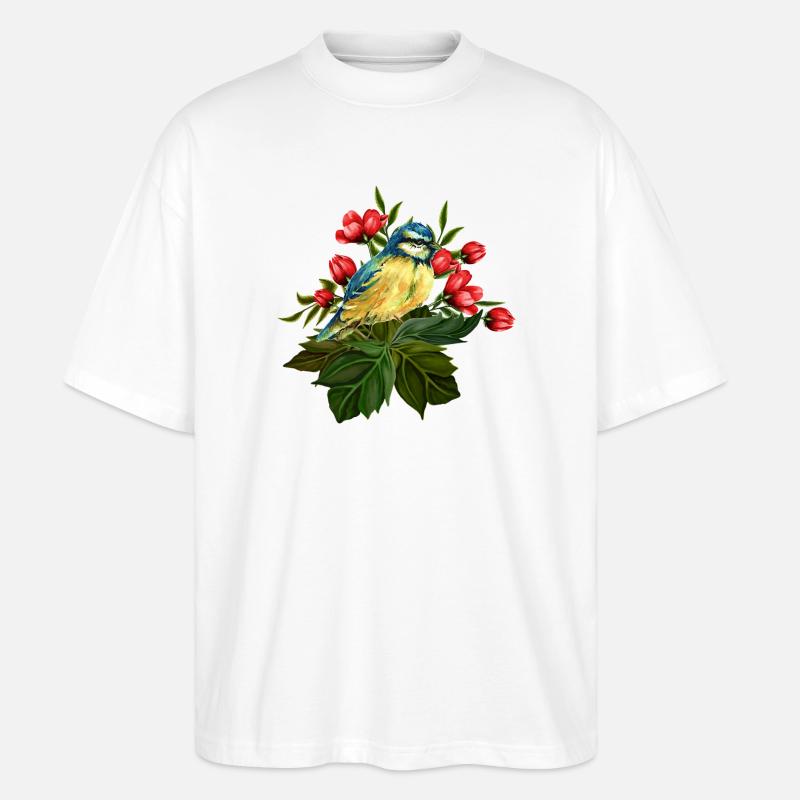 Bunter Vogel - Stanley/Stella Oversized Unisex Bio T-Shirt Blaster 2.0 - Weiß