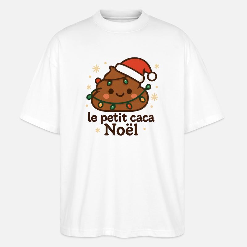 Petit cacao Noël éclairé avec guirlande - T-shirt bio Blaster 2.0 coupe oversize Stanley/Stella Unisexe - blanc