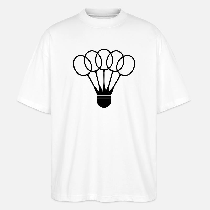 Badminton Federball mit Schläger Fächer - Stanley/Stella Oversized Unisex Bio T-Shirt Blaster 2.0 - Weiß