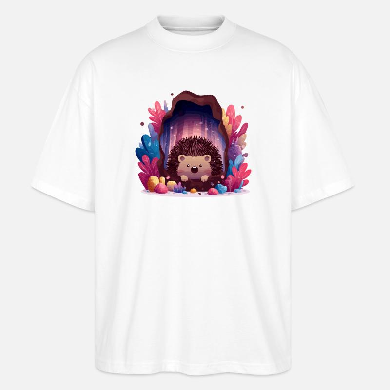 Igel in Kristallhöhle - Stanley/Stella Oversized Unisex Bio T-Shirt Blaster 2.0 - Weiß