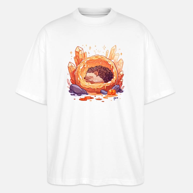 Hérisson dans l’Orbe de Cristal - T-shirt bio Blaster 2.0 coupe oversize Stanley/Stella Unisexe - blanc