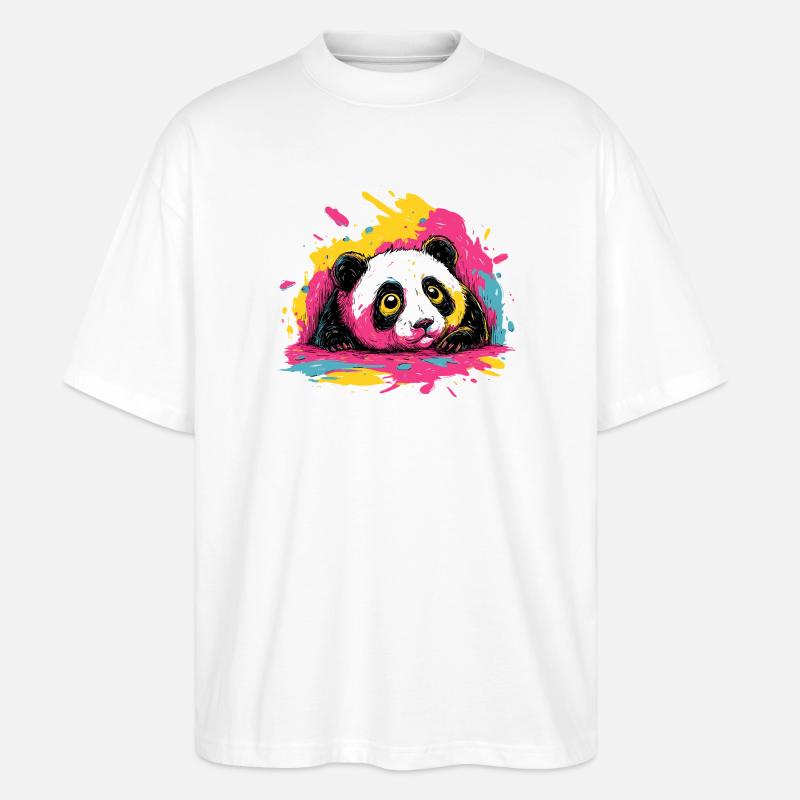 Panda Farbsplash - Stanley/Stella Oversized Unisex Bio T-Shirt Blaster 2.0 - Weiß