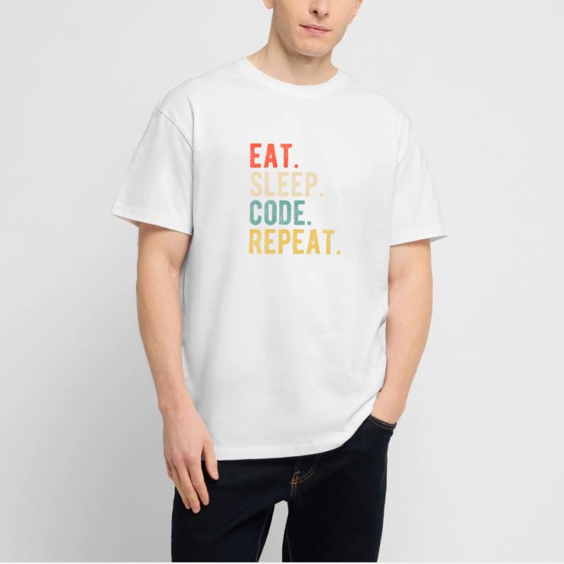 Eat Sleep Code Repeat Programmer Nerd Retro T-shirt bio Blaster 2.0 coupe oversize Stanley/Stella Unisexe