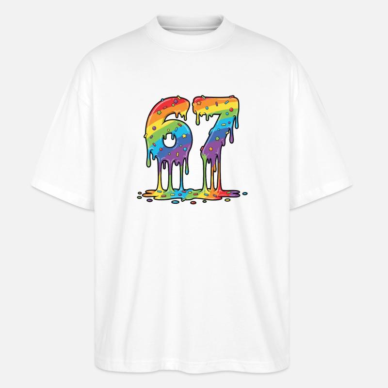 Rainbow 67 Meme-Feier - Stanley/Stella Oversized Unisex Bio T-Shirt Blaster 2.0 - Weiß