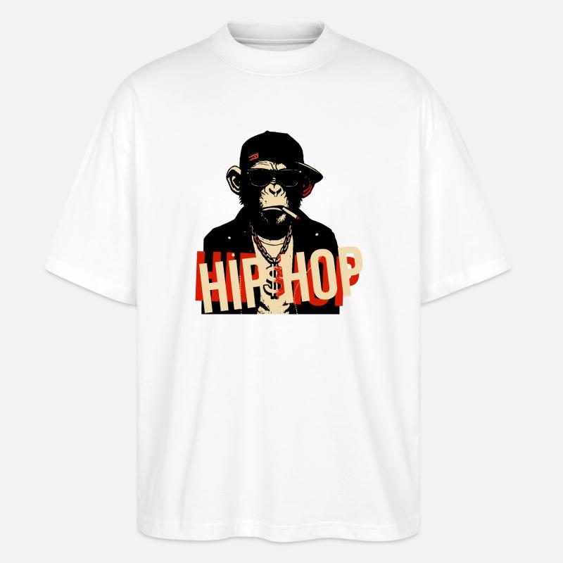 Hip Hop Chimp Bling Icon - Stanley/Stella Oversized Unisex Organic T-shirt Blaster 2.0 - white